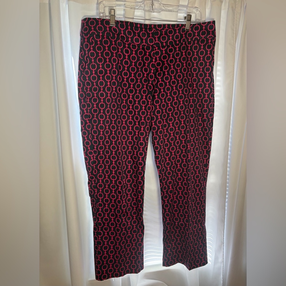 MELLY M Navy Blue & Pink Chain Pattern Wide Leg  Pants Sz 14